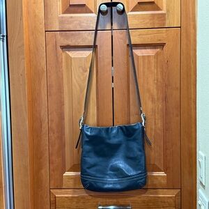 Vintage Black Leather Coach Legacy 1415 Bag - silver hardware